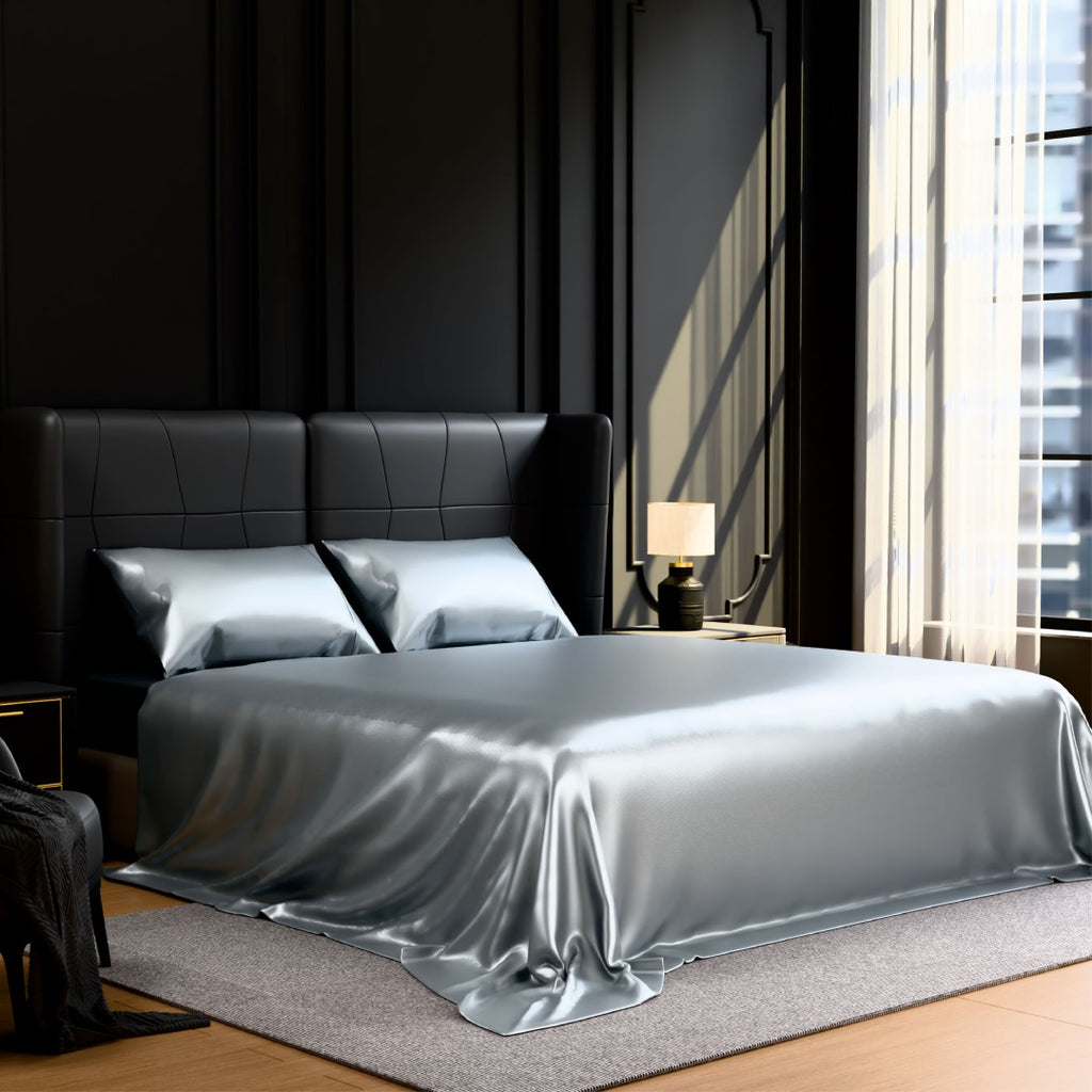 Somnia Satin Sheet Set, 4-Piece (Full, Grey)