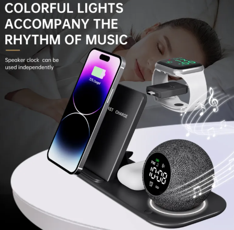 Somnia Bedside Charging Station with Clock & Speaker