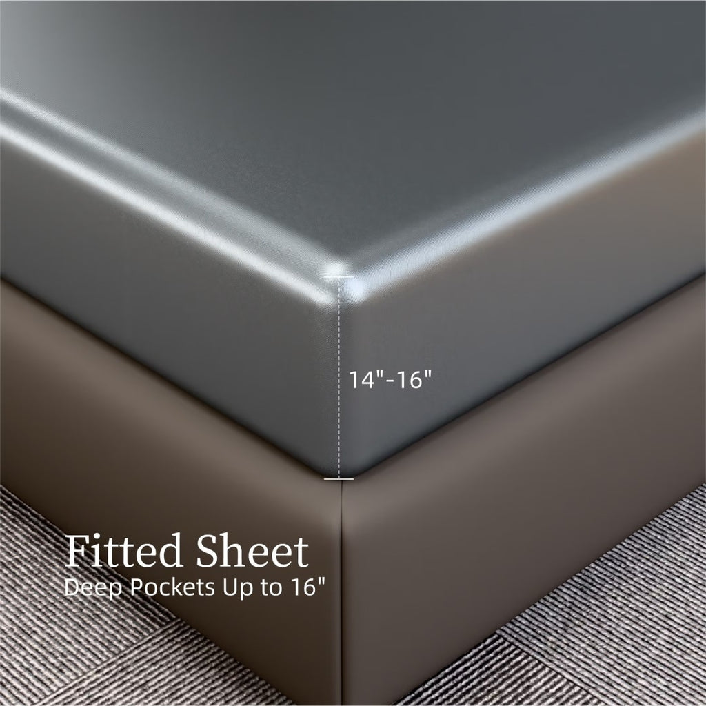 Somnia Satin Sheet Set, 4-Piece (Full, Grey)