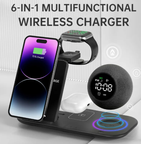 Somnia Bedside Charging Station with Clock & Speaker