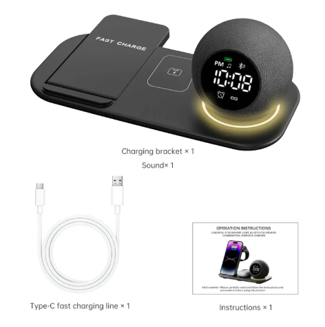 Somnia Bedside Charging Station with Clock & Speaker